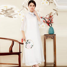 Load image into Gallery viewer, Organza with Auspicious Embroidery Full Length Cheongsam Prom Dress
