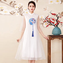 Load image into Gallery viewer, Phoenix Embroidery with Tassel Knee Length Cheongsam Prom Dress
