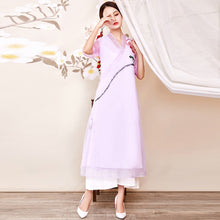 Load image into Gallery viewer, Floral Embroidery Chinese Han Costume Two-piece Chinese Dress
