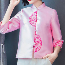 Load image into Gallery viewer, Mandarin Collar Floral Embroidery Traditional Chinese Jacket
