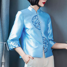 Load image into Gallery viewer, Mandarin Collar Floral Embroidery Traditional Chinese Jacket
