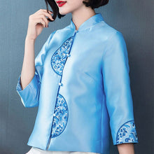 Load image into Gallery viewer, Mandarin Collar Floral Embroidery Traditional Chinese Jacket
