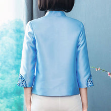 Load image into Gallery viewer, Mandarin Collar Floral Embroidery Traditional Chinese Jacket
