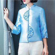 Load image into Gallery viewer, Mandarin Collar Floral Embroidery Traditional Chinese Jacket
