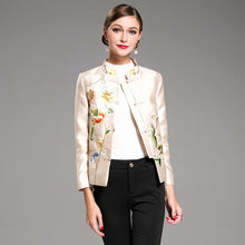 Muatkan imej ke dalam penonton Galeri, Floral Embroidery Chinese Style Women&#39;s Jacket Short Wind Coat
