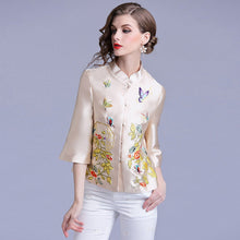 Load image into Gallery viewer, Floral Embroidery Cheongsam Top Chinese Style Baseball Uniform
