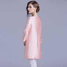 Load image into Gallery viewer, Floral Embroidery Round Neck Long Chinese Style Wind Coat
