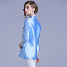 Load image into Gallery viewer, Floral Embroidery 3/4 Sleeve Cheongsam Top Chinese Jacket
