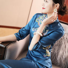 Load image into Gallery viewer, 3/4 Sleeve Auspicious Embroidery Cheongsam Chinese Dress
