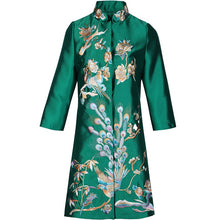 Load image into Gallery viewer, 3/4 Sleeve Floral Embroidery Taffeta Chinese Wind Coat Han Costume
