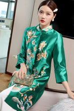 Load image into Gallery viewer, 3/4 Sleeve Floral Embroidery Taffeta Chinese Wind Coat Han Costume
