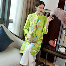 Load image into Gallery viewer, 3/4 Sleeve Floral Embroidery Taffeta Chinese Wind Coat Han Costume
