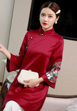 Load image into Gallery viewer, 3/4 Sleeve Floral Embroidery Traditional Chinese Coat with Tassel
