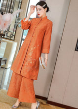 Load image into Gallery viewer, 3/4 Sleeve Fancy Cotton Floral Embroidery 2-piece Chinese Style Suit
