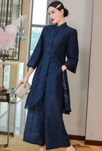 Load image into Gallery viewer, 3/4 Sleeve Fancy Cotton Floral Embroidery 2-piece Chinese Style Suit
