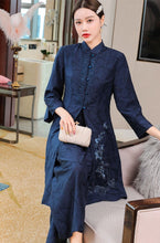 Load image into Gallery viewer, 3/4 Sleeve Fancy Cotton Floral Embroidery 2-piece Chinese Style Suit
