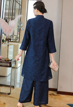 Load image into Gallery viewer, 3/4 Sleeve Fancy Cotton Floral Embroidery 2-piece Chinese Style Suit
