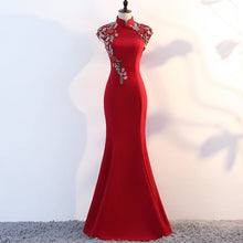 Muatkan imej ke dalam penonton Galeri, Full Length Cheongsam Top Mermaid Prom Dress Evening Gown
