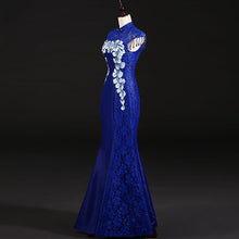 Load image into Gallery viewer, Floral Lace Cheongsam Top Mermaid Prom Dress Evening Gown
