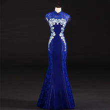 Load image into Gallery viewer, Floral Lace Cheongsam Top Mermaid Prom Dress Evening Gown
