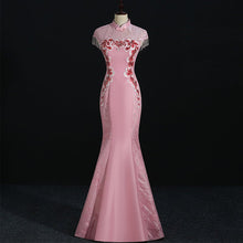 Muatkan imej ke dalam penonton Galeri, Floral Lace Cheongsam Top Mermaid Prom Dress Evening Gown
