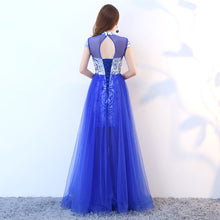 Load image into Gallery viewer, Blue &amp; White Porcelain Pattern Knee Length Chinese Style Evening Dress with Tull Skirt
