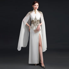 Load image into Gallery viewer, Floral Appliques Mermaid Chinese Prom Dress with Billowing Sleeves
