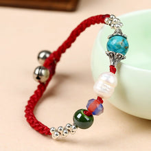 Load image into Gallery viewer, Wax String with Pearl Jade Turquoise Beads Bracelet
