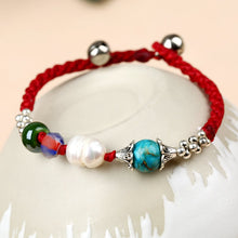 Load image into Gallery viewer, Wax String with Pearl Jade Turquoise Beads Bracelet
