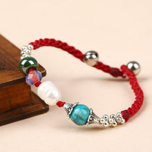 Load image into Gallery viewer, Wax String with Pearl Jade Turquoise Beads Bracelet
