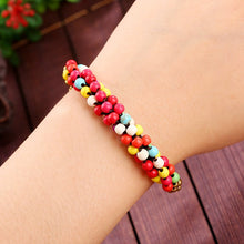 Muatkan imej ke dalam penonton Galeri, Wax String Turquoise Beads Boho Style Bracelet
