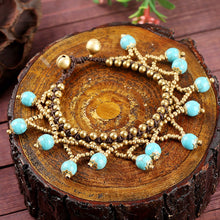 Muatkan imej ke dalam penonton Galeri, Handmade Turquoise Beads Wax String Boho Style Bracelet
