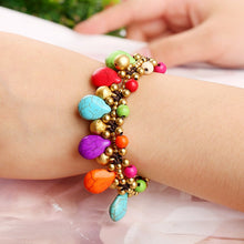 Muatkan imej ke dalam penonton Galeri, Handmade Turquoise Beads Wax String Retro Bracelet
