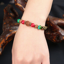 Muatkan imej ke dalam penonton Galeri, Handmade Bodisu &amp; Turquoise Stones Wax String Bracelet
