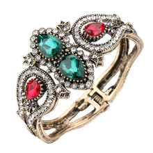 Load image into Gallery viewer, Green &amp; Red Gems Crown-shaped Bracelet
