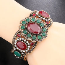 Load image into Gallery viewer, Green &amp; Red Gems Boho Style Bracelet
