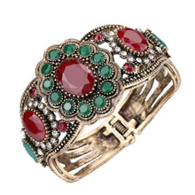 Load image into Gallery viewer, Green &amp; Red Gems Boho Style Bracelet
