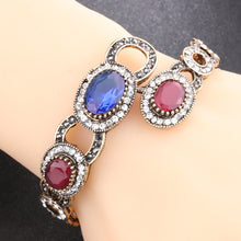 Muatkan imej ke dalam penonton Galeri, Blue &amp; Red Gems Retro Bracelet
