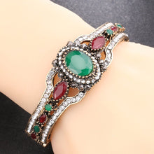 Load image into Gallery viewer, Green &amp; Red Gems Gothic Bracelet
