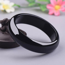 Load image into Gallery viewer, Lux Genuine Black Agate Bangle Bracelet
