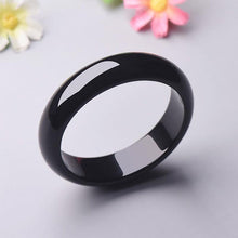 Load image into Gallery viewer, Lux Genuine Black Agate Bangle Bracelet
