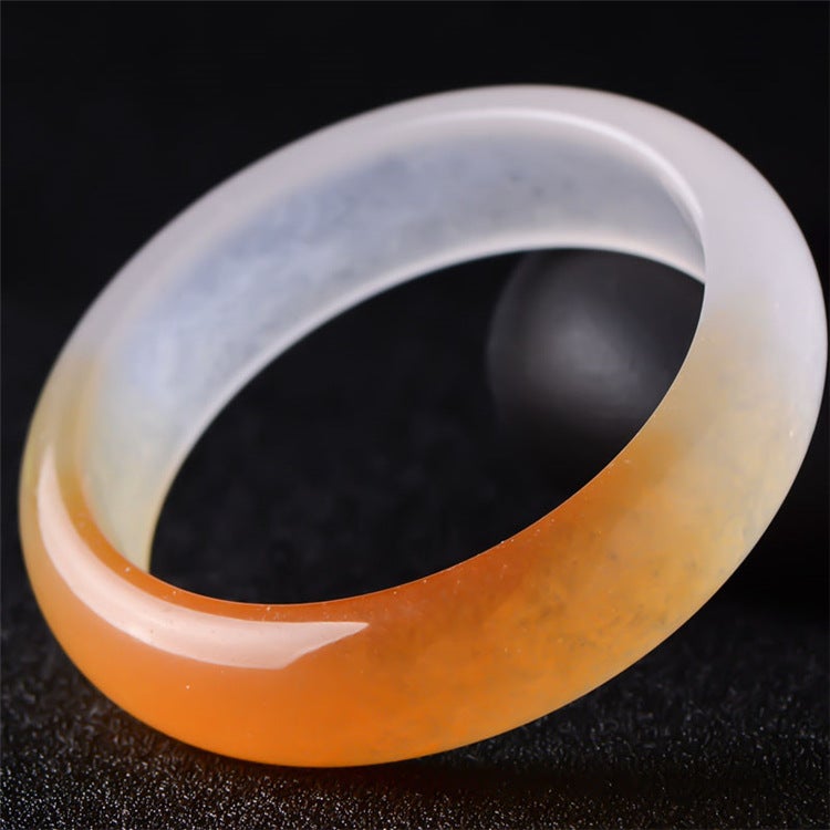 Lux Genuine Burmese Yellow Icy Jade Bangle Bracelet