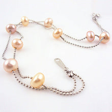 Muatkan imej ke dalam penonton Galeri, Double Chains Genuine Fresh Water Pearls Bracelet
