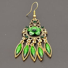 Load image into Gallery viewer, Cheongsam Matched Chinese Style Green Flower Earrings
