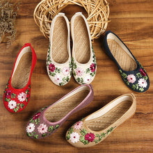 Load image into Gallery viewer, Traditional Chinese Floral Embroidery Shoes Linen Shoes
