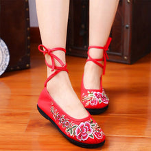 Load image into Gallery viewer, Lace Up Traditional Chinese Floral Embroidery Shoes
