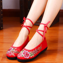 Load image into Gallery viewer, Lace Up Traditional Chinese Floral Embroidery Shoes
