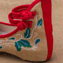 Load image into Gallery viewer, Traditional Chinese Floral Embroidery Wedge Heel Shoes
