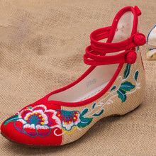 Load image into Gallery viewer, Traditional Chinese Floral Embroidery Wedge Heel Shoes
