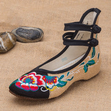 Load image into Gallery viewer, Traditional Chinese Floral Embroidery Wedge Heel Shoes
